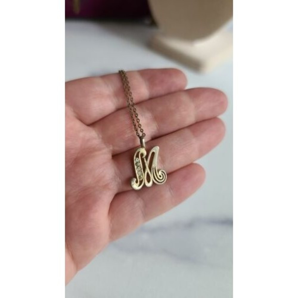 M Shaped Rhinestone Pendant Necklace